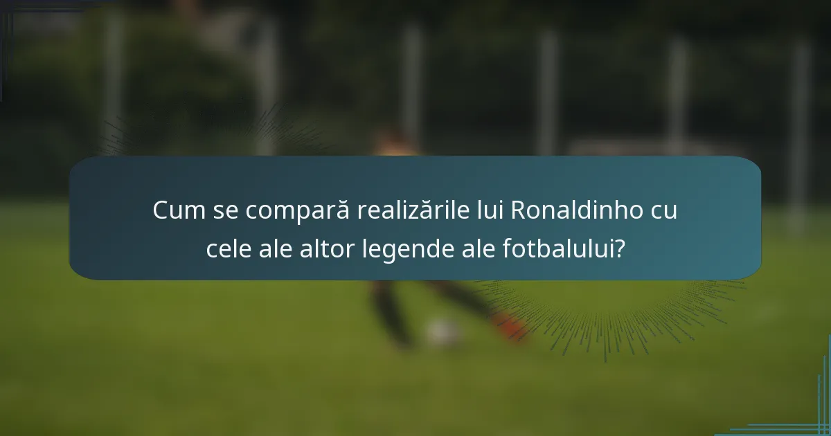Cum se compară realizările lui Ronaldinho cu cele ale altor legende ale fotbalului?